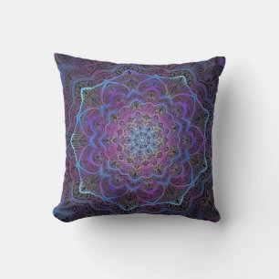 Mystic Bloom Mandala Throw Pillow