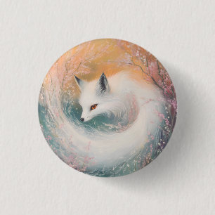 Mystic Bloom Spring Fox Watercolor 1 Inch Round Button