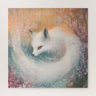 Mystic Bloom Spring Fox Watercolor Jigsaw Puzzle