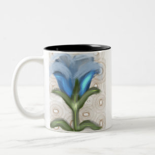 Mystic Blue Bloom - Growing Flower Two-Tone Coffee Mug