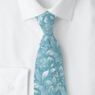 Mystic Blue Botanical Batik Tie