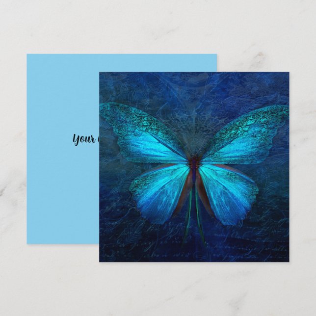 Mystic Blue Butterfly Custom Flat Card (Front/Back)