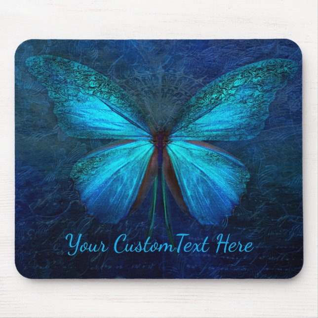 Mystic Blue Butterfly Custom Mouse Pad (Front)