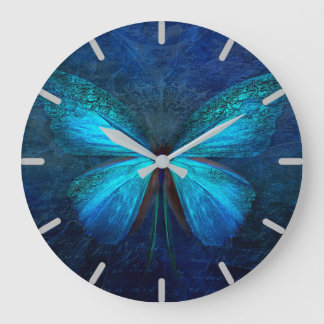 Mystic Blue Butterfly Large Clock