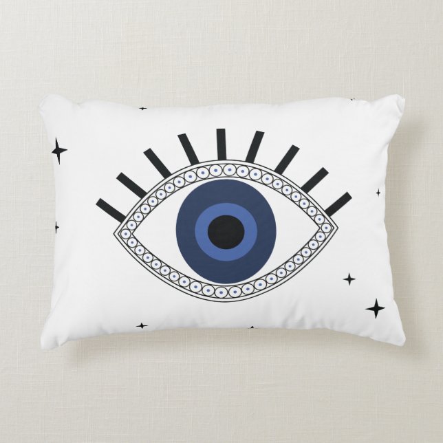Mystic blue eye and stars, evil eye protection accent pillow (Front)