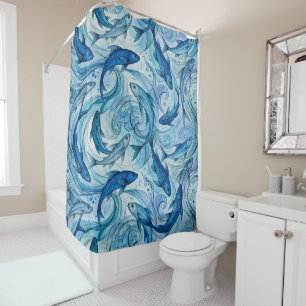 Mystic Blue Fish Flowing Harmony