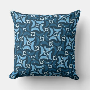 Mystic Blue Moons Pattern Throw Pillow
