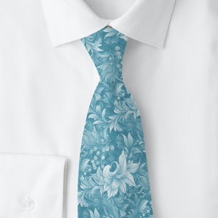 Mystic Blue Ornate Botanical Tie