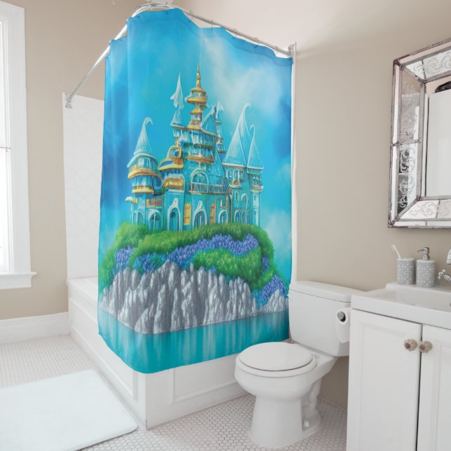 Mystic Blue Palace Shower Curtain (In Situ)
