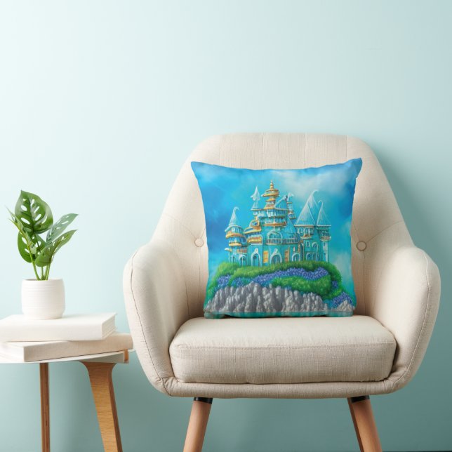 Mystic Blue Palace Throw Pillow (Chair)