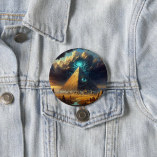 Mystic Blue Pyramid Art 3 Inch Round Button