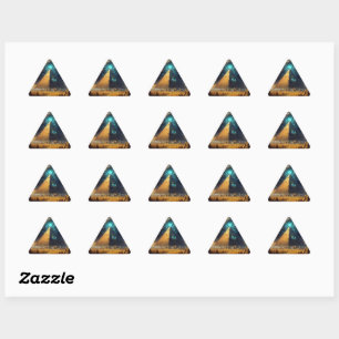 Mystic Blue Pyramid Art Triangle Sticker