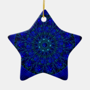 Mystic Blue Rose.jpg Ceramic Ornament