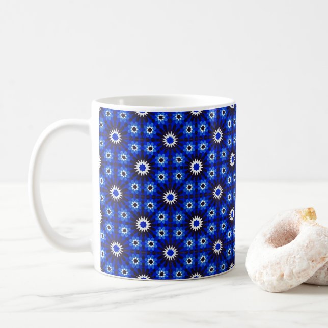 Mystic Blue Zellige Geometry Coffee Mug (With Donut)