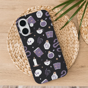 Mystic Boho Crystal Skull Snake Pattern iPhone 16 Case