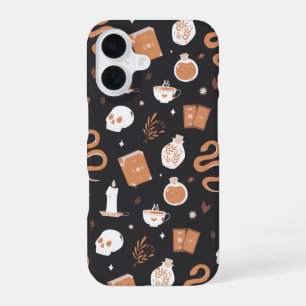 Mystic Boho Crystal Skull Snake Pattern iPhone 16 Case
