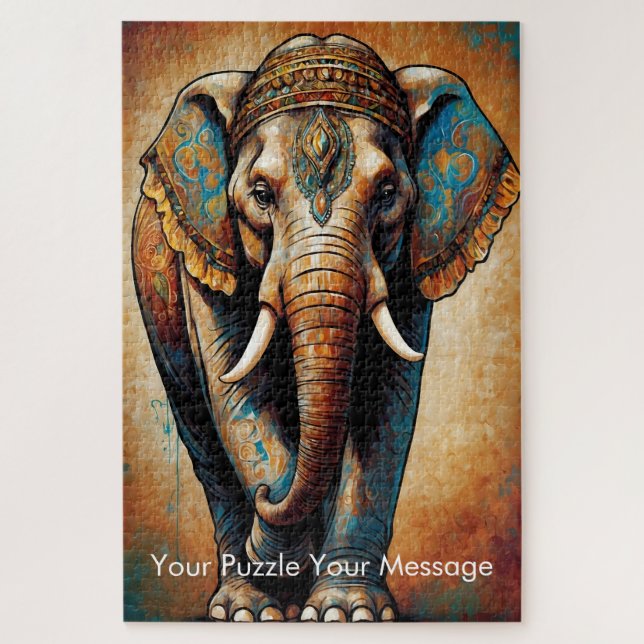 Mystic Boho Elephant Mandala Jigsaw Puzzle (Vertical)