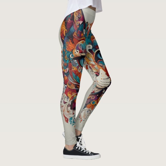 Mystic Boho Feline Mandala Leggings (Right)