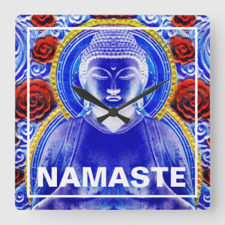 Mystic Buddha  - Blue & Red Square Wall Clock
