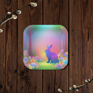 Mystic Bunny in  Spring Forest  Paper Plate