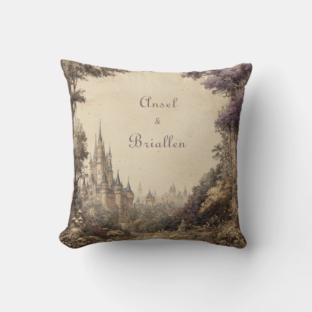 Mystic Castle Forest Wedding  Throw Pillow (Front)