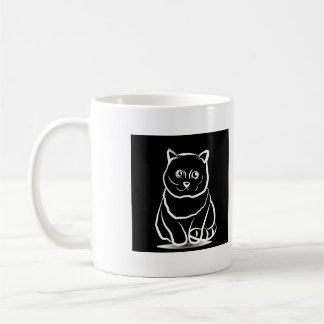 Mystic Cat Head – Minimalist Feline Line Art T-Shi Coffee Mug
