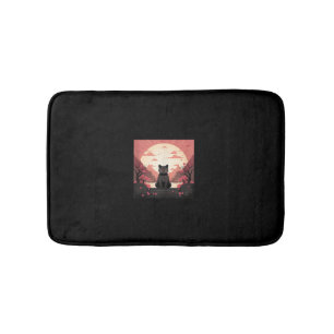 Mystic Cat_ Japan’s Pumpkins & Cherry Blossoms Bath Mat