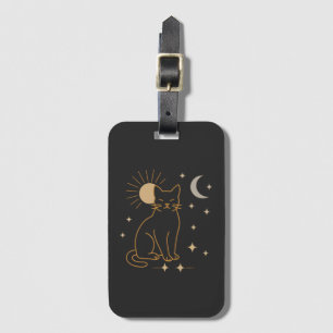 Mystic Cat Luggage Tag – Minimalist Celestial Line
