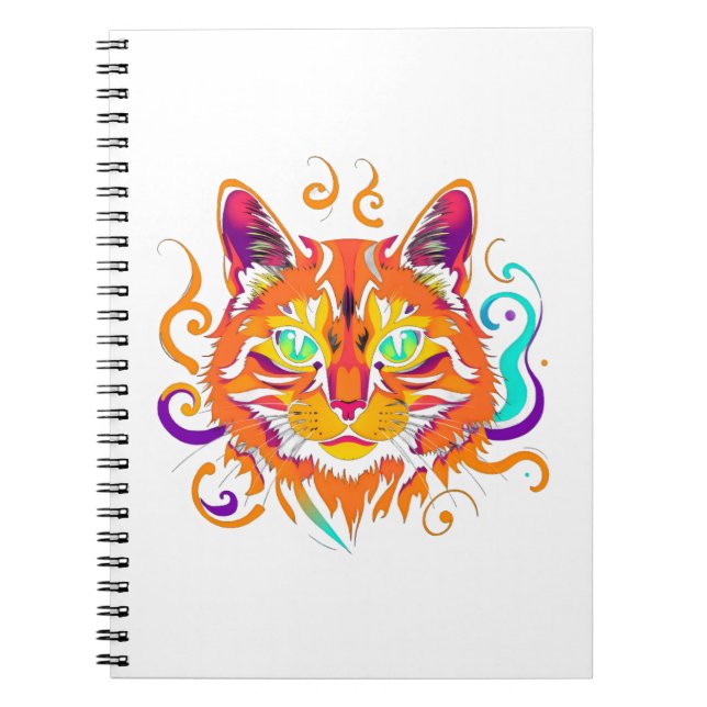 Mystic Cat - Neon colored cat Notebook (Front)