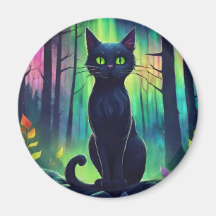 Mystic Cat of the Northern Lights Magnet