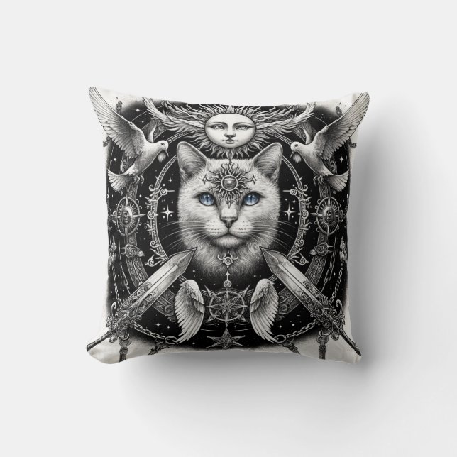 "Mystic Cat" Throw Pillow (Front)