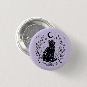 Mystic cat under the moon 1 inch round button