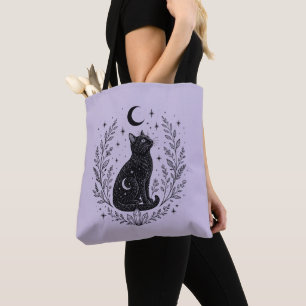 Mystic Cat Under the Moon Tote Bag