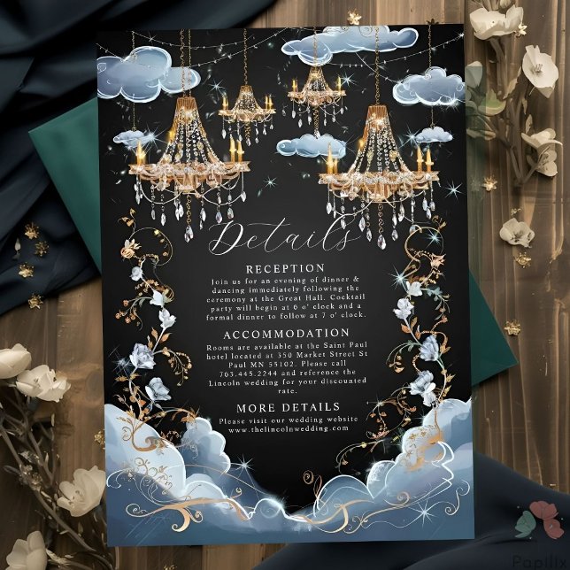 Mystic Clouds Opulent Chandelier Wedding Enclosure Card (Creator Uploaded)