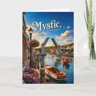 Mystic, Connecticut Drawbridge Harbour Sunset Card