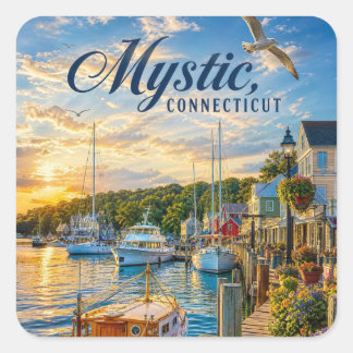 Mystic, Connecticut Harbour Square Sticker