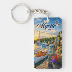 Mystic, Connecticut Harbour Sunset Keychain