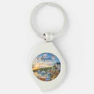 Mystic, Connecticut Harbour Sunset Keychain