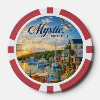 Mystic, Connecticut Harbour Sunset Poker Chips