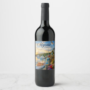 Mystic, Connecticut Harbour Sunset Wine Label