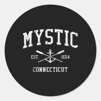 Mystic Ct Crossed Oars Boat Anchor Sports Classic Round Sticker