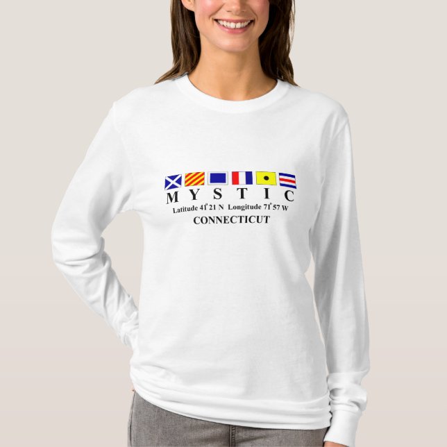 Mystic, CT - Longtitude & Latitude T-Shirt (Front)
