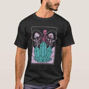 Mystic Dancing Skeleton Witchy Celestial Crystal P T-Shirt