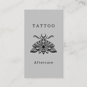 Mystic Death moth Tattoo Aftercare Instructions Business Card