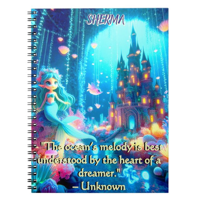 Mystic Depths – Chibi Mermaid & Glowing Garden  Notebook (Front)