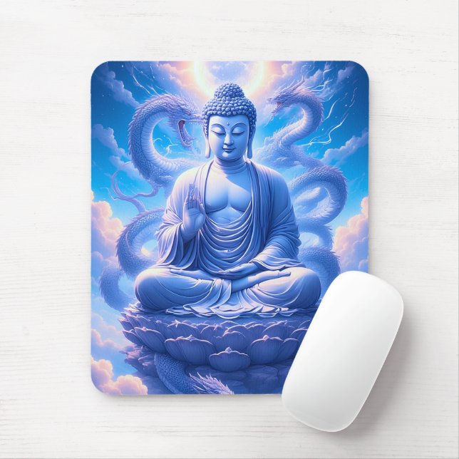 Mystic Dragon Buddha Meditation Mouse Pad (With Mouse)