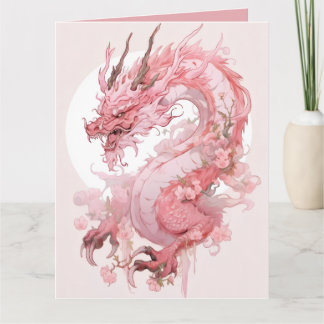 Mystic Dragon rose Lune Ancienne Carte postale | O