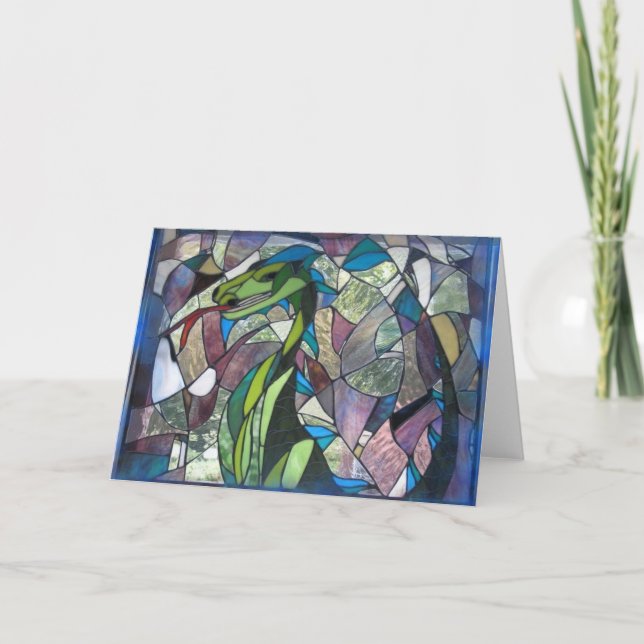 Mystic Dragon stained glass greeting card (Front)