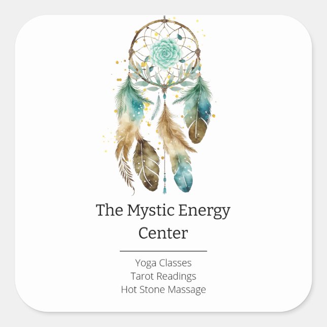 Mystic Dreamcatcher Spiritual Metaphysical Yoga Square Sticker (Front)