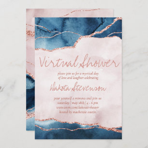 Mystic Elegance Blue Pink Agate Virtual Shower Invitation